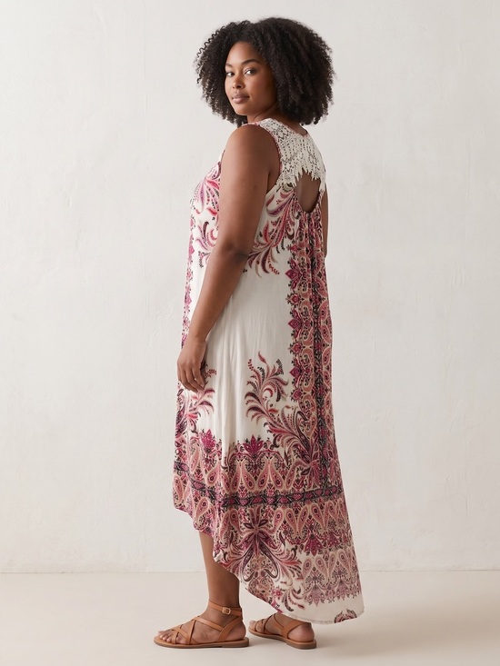 ONE WORLD Dresses & Skirts - 🛫 ONE WORLD Cream Maxi Dress with Pink Paisley Print size 3X